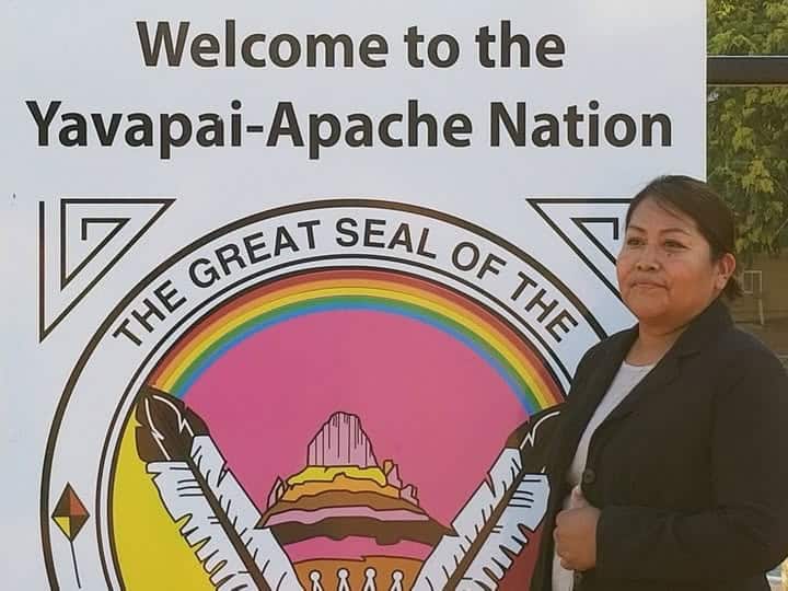 Yavapai-Apache Nation advocate Thomasene Cardona speaks to The