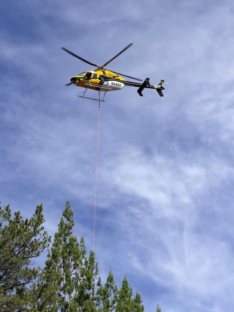 The short-haul helicopter arrives. Photo courtesy of Rex Arrasmith