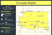 Flood watch in effect; tornado watch issued by National Weather Service