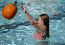 Pool becomes a cauldron of pumpkin fun