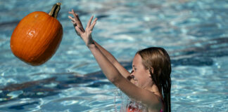 Pool becomes a cauldron of pumpkin fun
